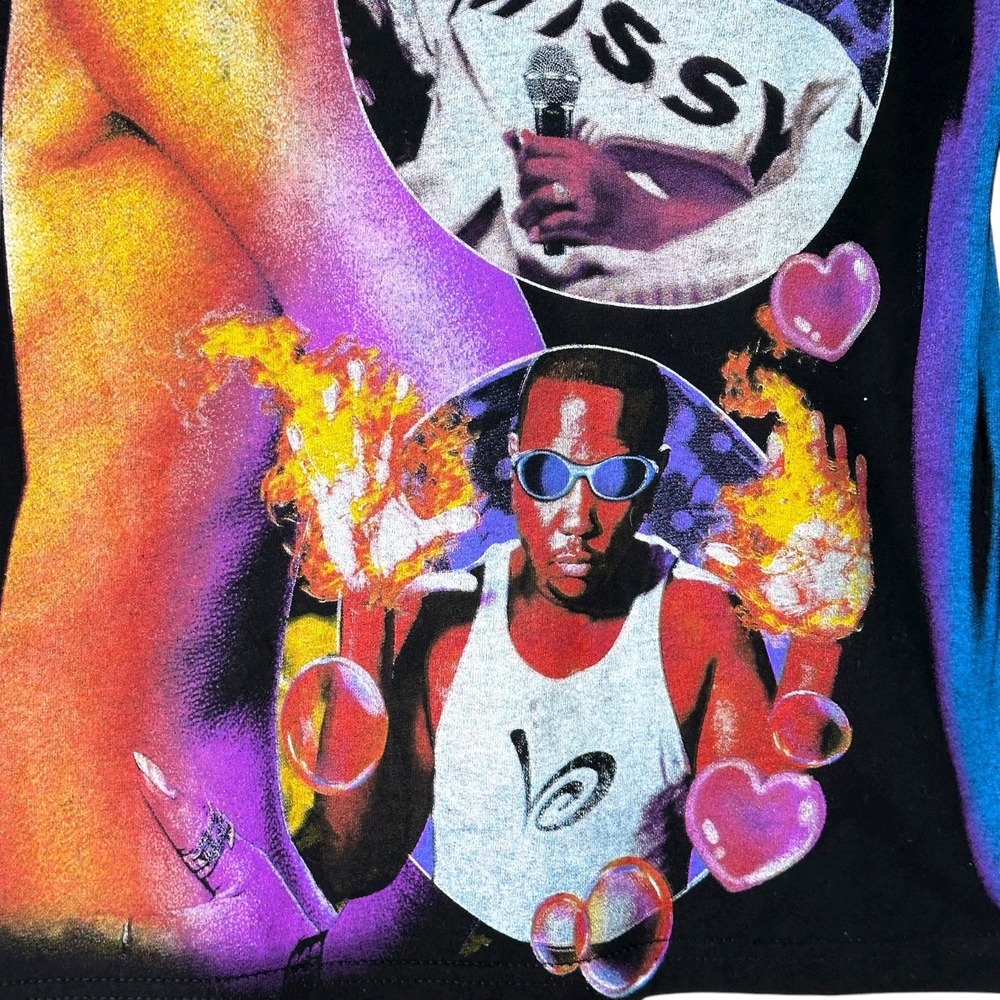 Authentic Backstock Co. Aaliyah "Hot Like Fire" All Over Print 90s R&B Shirt Med - Picture 10 of 13